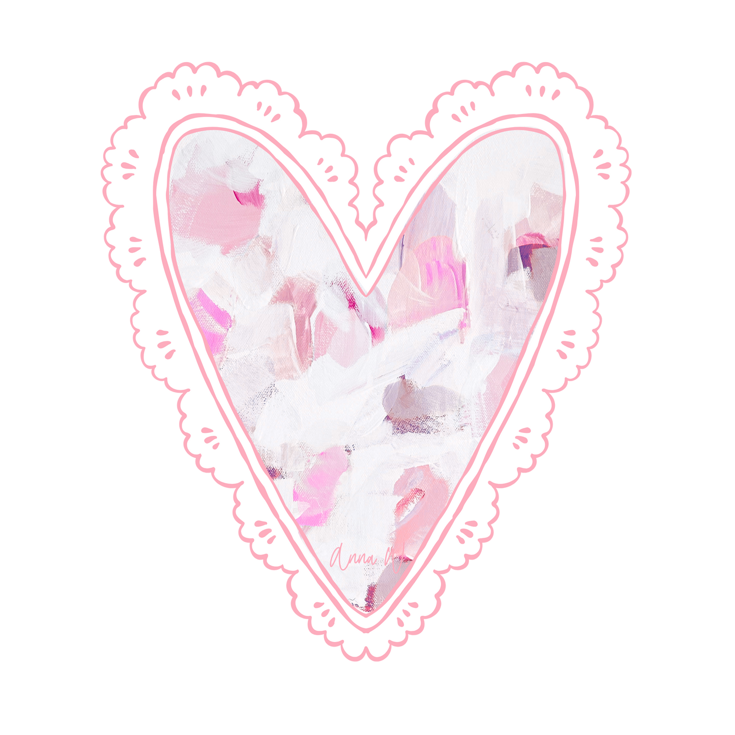 AWA-104 Pink Abstract Lace Heart | 0.75Acrylic Contour | Case of 25