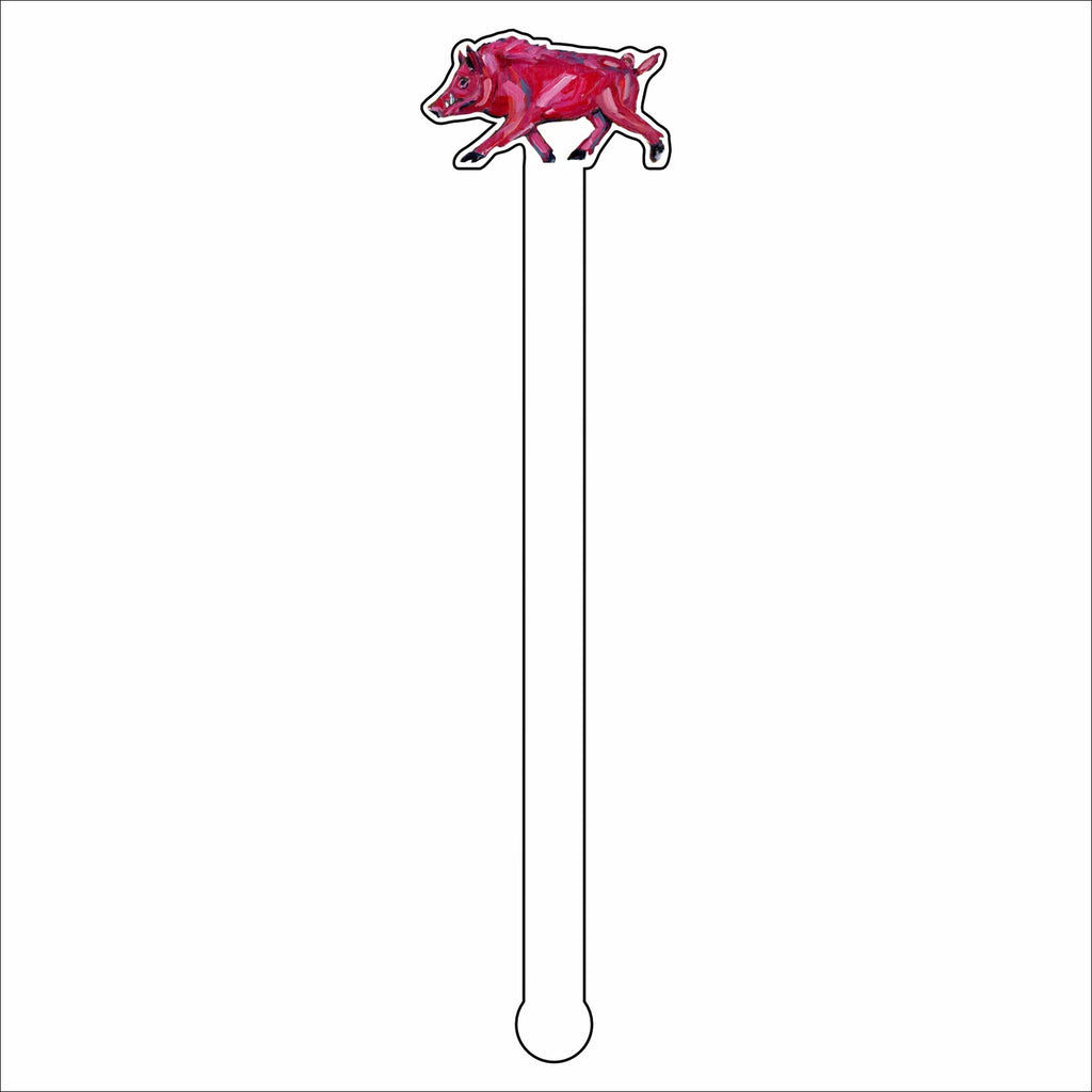 CMS-639-C4 Pinky Pig Drink Stirrer | 0.125Acrylic Stirrer | Set of 4