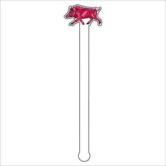 CMS-639-C4 Pinky Pig Drink Stirrer | 0.125Acrylic Stirrer | Set of 4