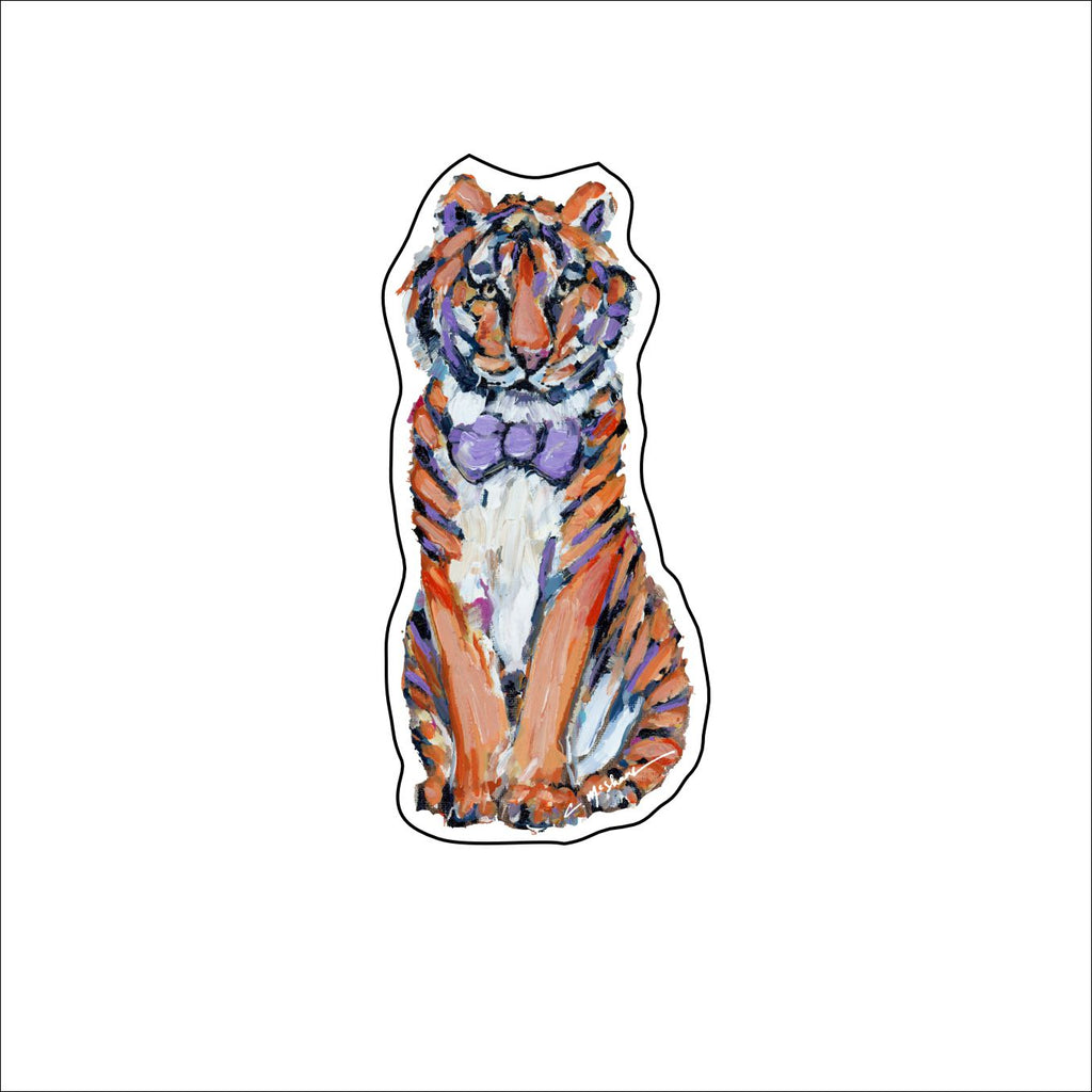 CMS-588-C10 Purple and Orange Bow Tie Tiger Button | 0.125Acrylic Button | Set of 10