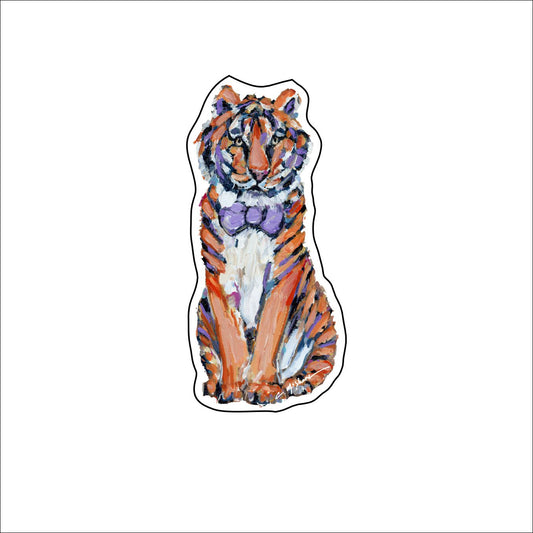 CMS-588-C10 Purple and Orange Bow Tie Tiger Button | 0.125Acrylic Button | Set of 10