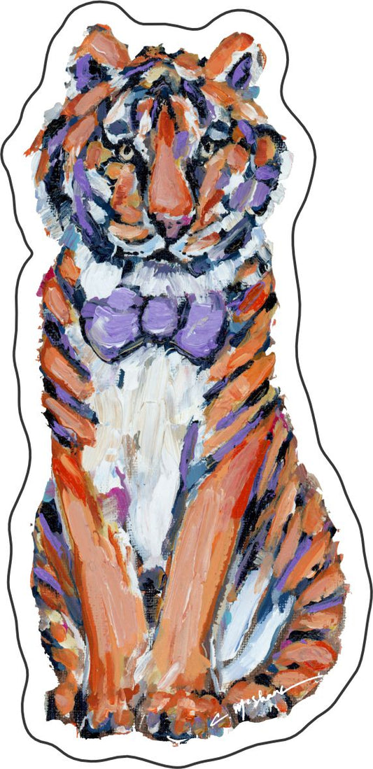 CMS-570 Purple and Orange Bow Tie Tiger Sticker | Removeable Sticker | Set of 10