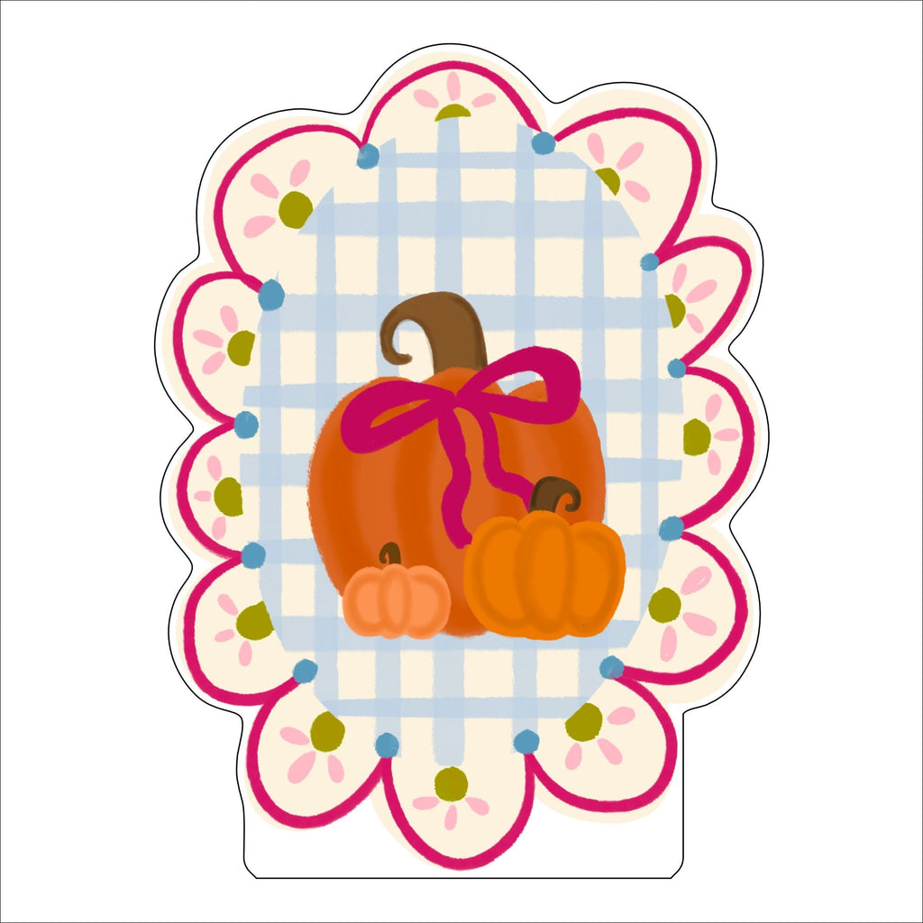 RIA-049 Scalloped Pumpkin with Bow Mini | 0.50" Acrylic Ornament | Case (any 10+)