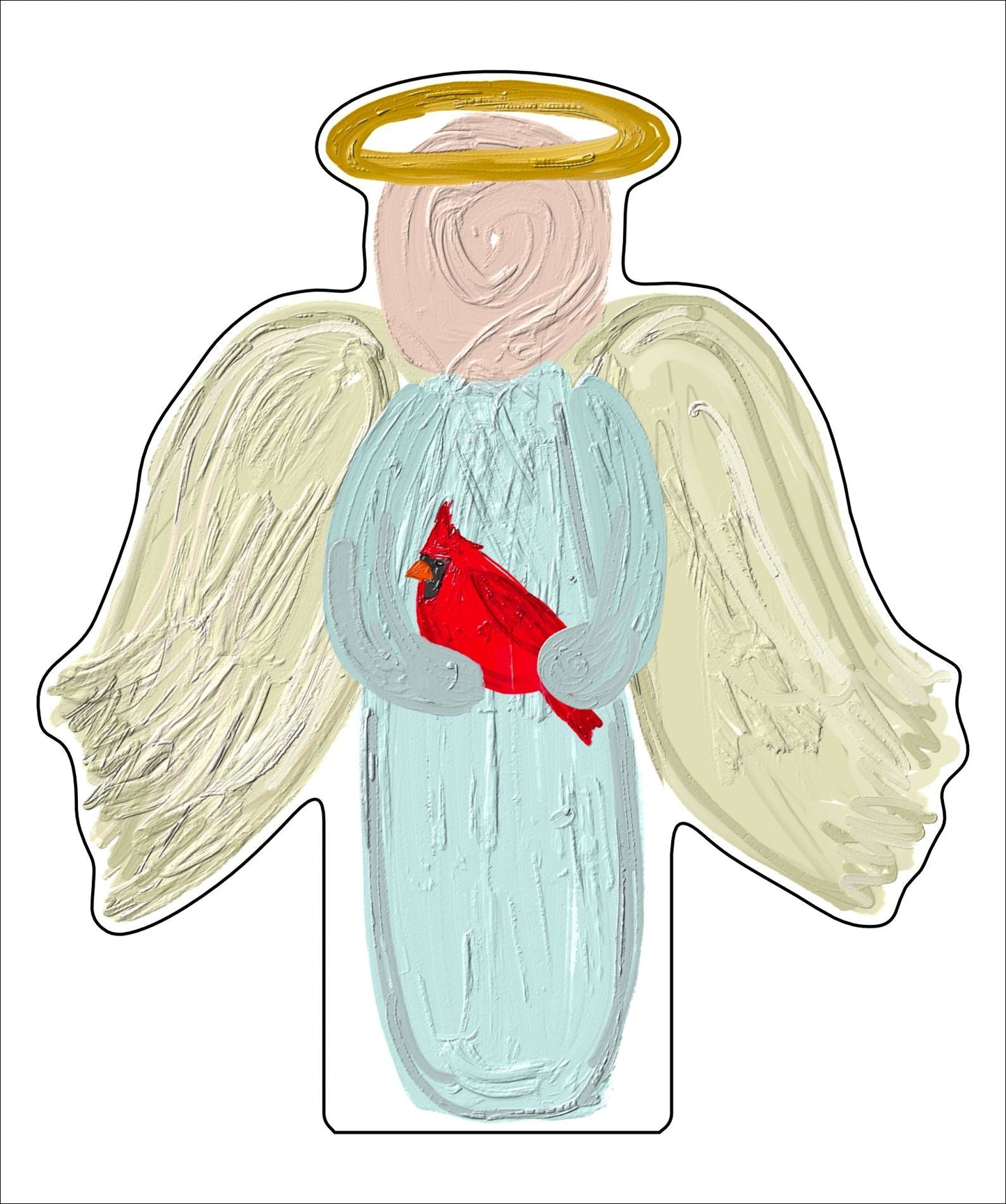 RIA-055 Angel Holding Cardinal Mini | 0.50" Acrylic Ornament | Bulk (25)