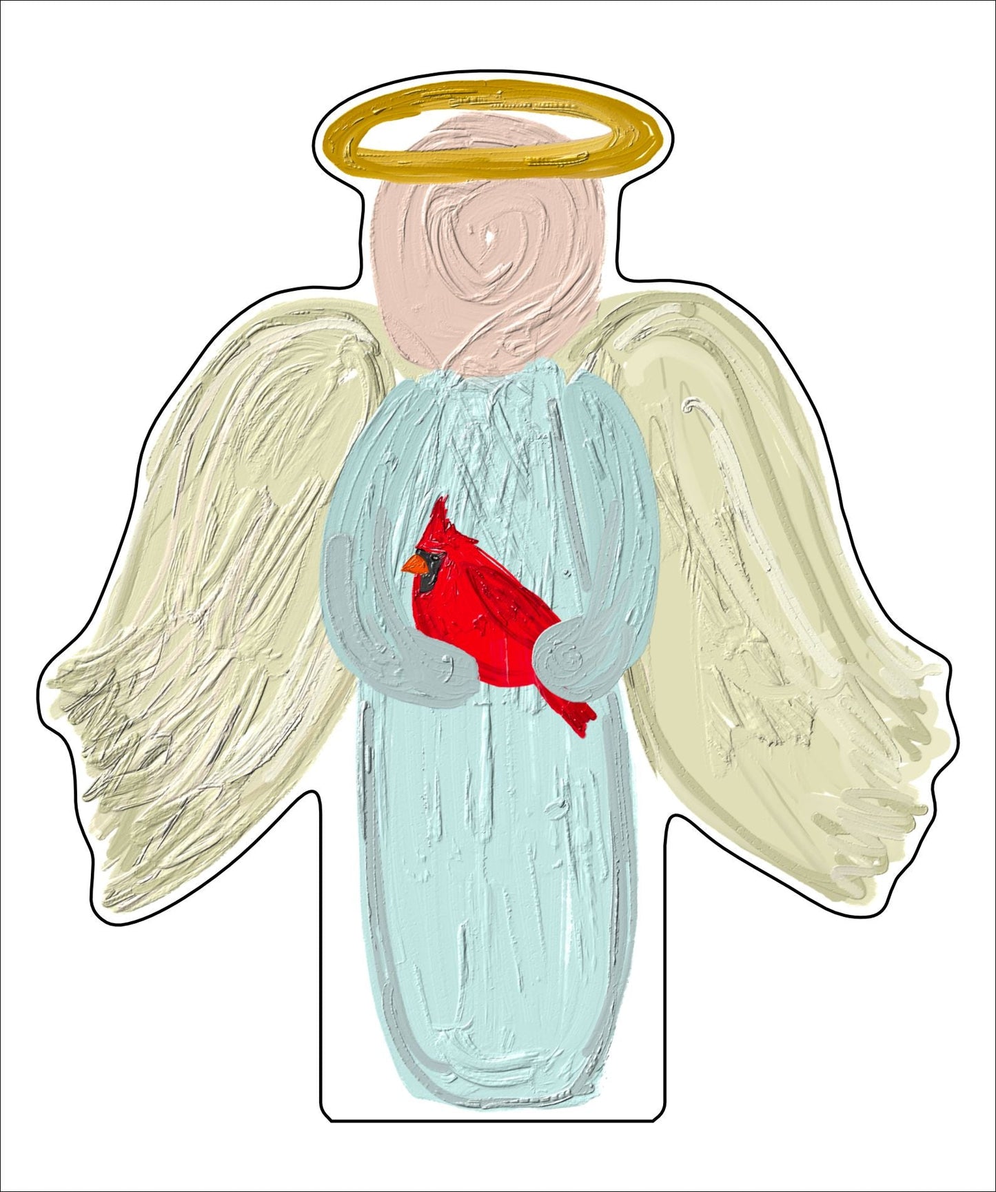 Angel Holding Cardinal | 0.75" Acrylic Contour | Bulk (20)