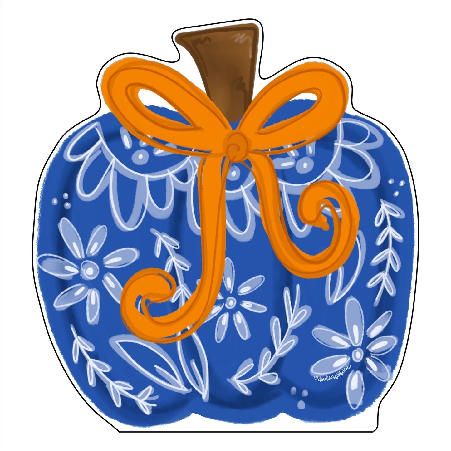 RIA-057 Chinoiserie Bow Pumpkin Mini | 0.50" Acrylic Ornament | Case (any 10+)