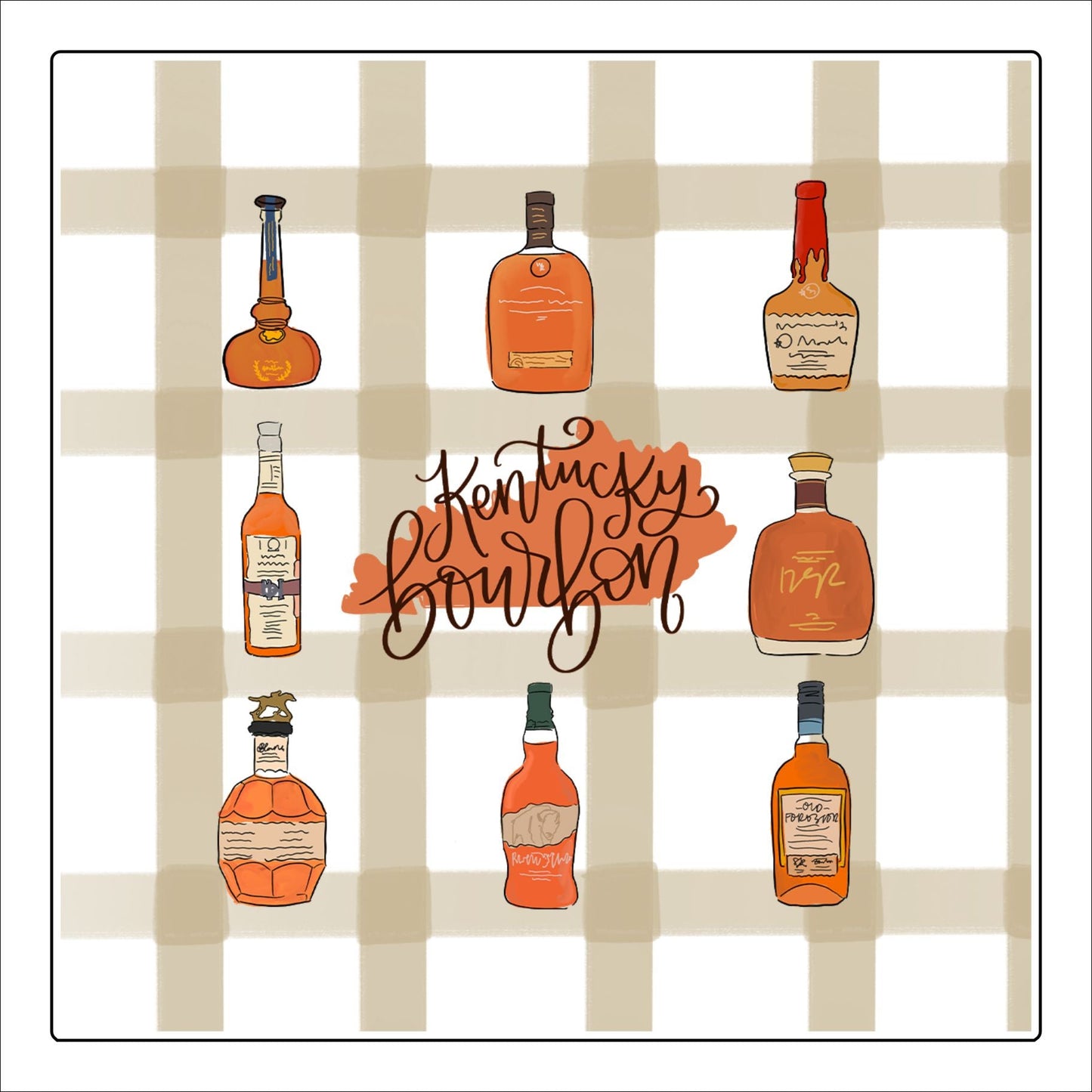 RIA-058 Bourbon Square Coaster Gingham Mini | 0.50" Acrylic Ornament | Bulk (25)