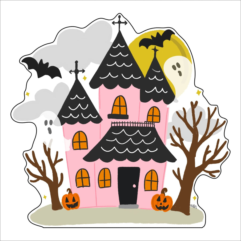 RIA-059 New Pink Haunted House Mini | 0.50" Acrylic Ornament | Bulk (25)
