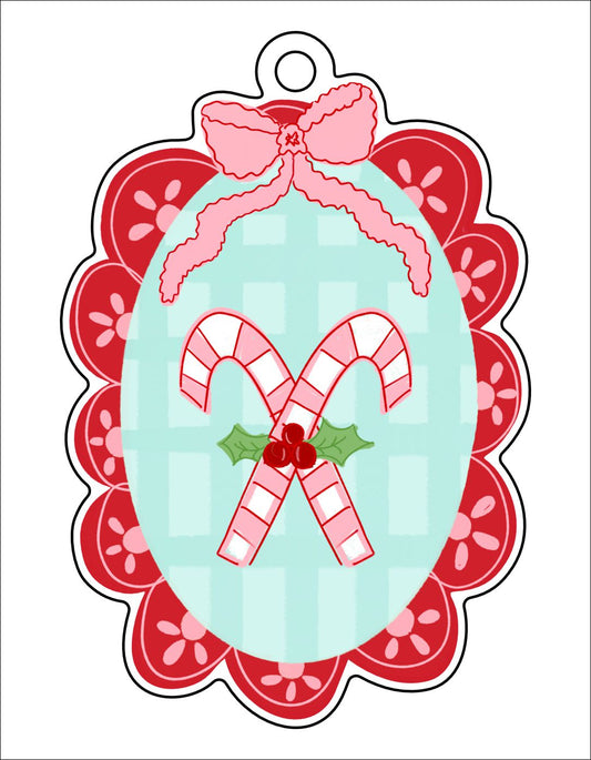 Scalloped Candy Canes | 0.125" Acrylic Ornament | Bulk (50)