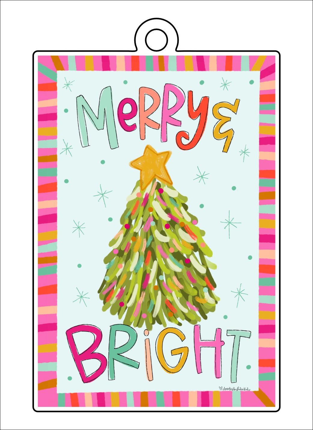Merry and Bright Colorful | 0.125" Acrylic Ornament | Bulk (50)
