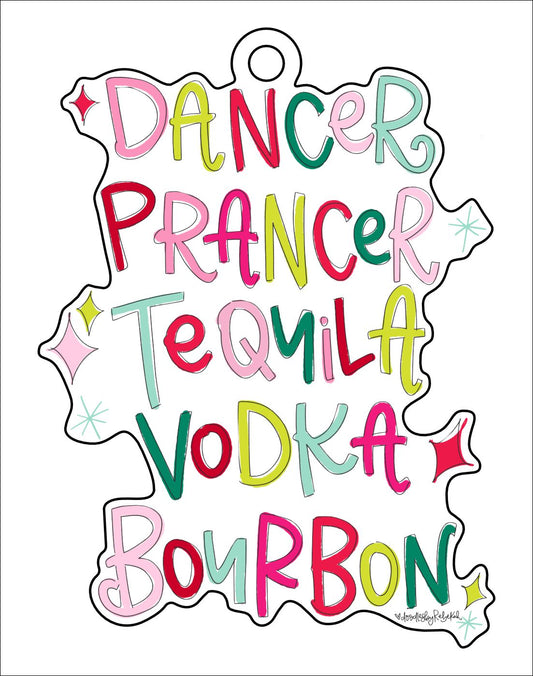 Tequila Vodka Bourbon Reindeer Names | 0.125" Acrylic Ornament | Case (any 10+)