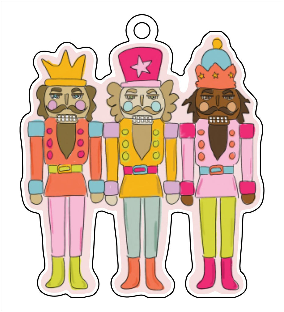 3 Nutcrackers | 0.125" Acrylic Ornament | Bulk (50)
