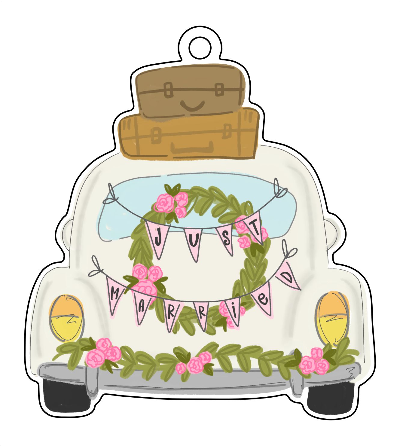 Just Married Car | 0.125" Acrylic Ornament | Bulk (50)