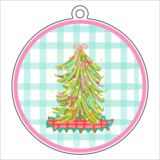 Bow Tree Circle | 0.125" Acrylic Ornament | Bulk (50)
