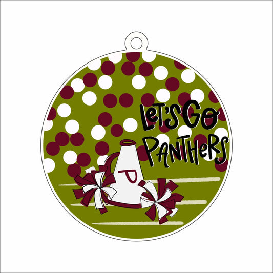 RIA-067 Let's Go Panthers Cheer | 0.125in. Acrylic Ornament | Mix and  Match (any 10+)