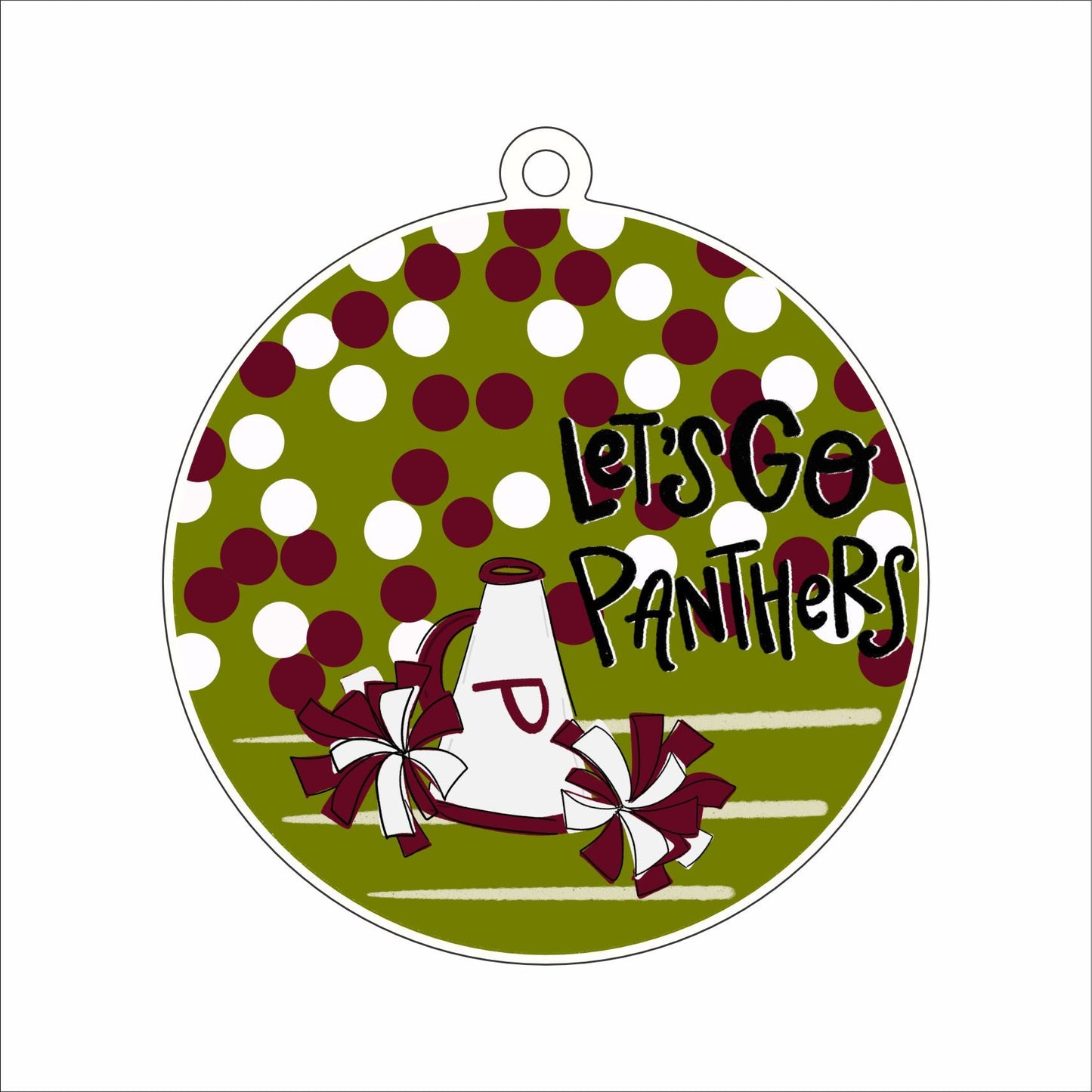 RIA-067 Let's Go Panthers Cheer | 0.125in. Acrylic Ornament | Case Bundle of 50