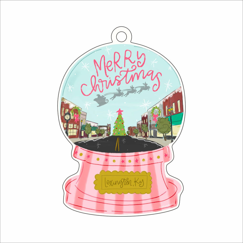 RIA-070 Lexington Pink Snowglobe | 0.125in. Acrylic Ornament | Mix and  Match (any 10+)