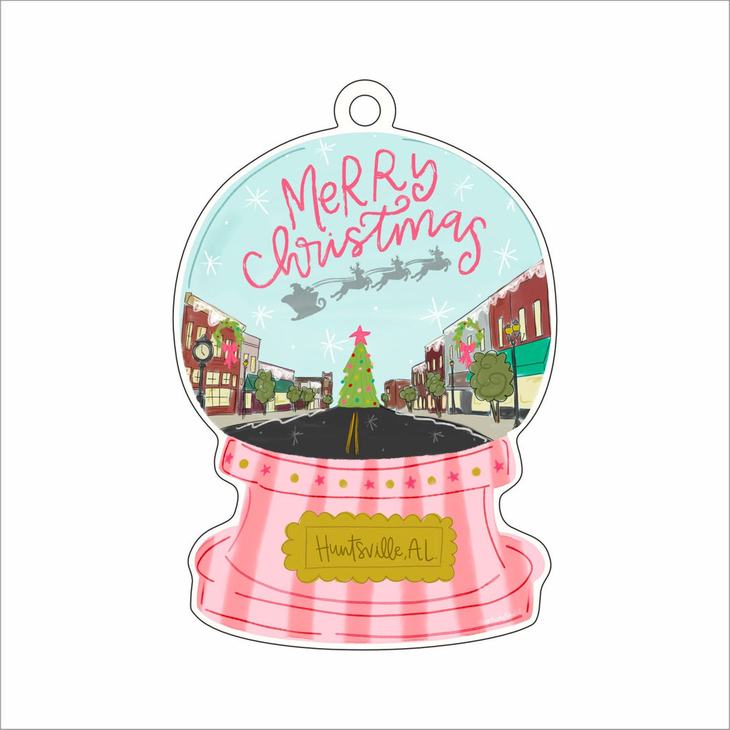 RIA-071 Huntsville Pink Snowglobe | 0.125in. Acrylic Ornament | Mix and  Match (any 10+)