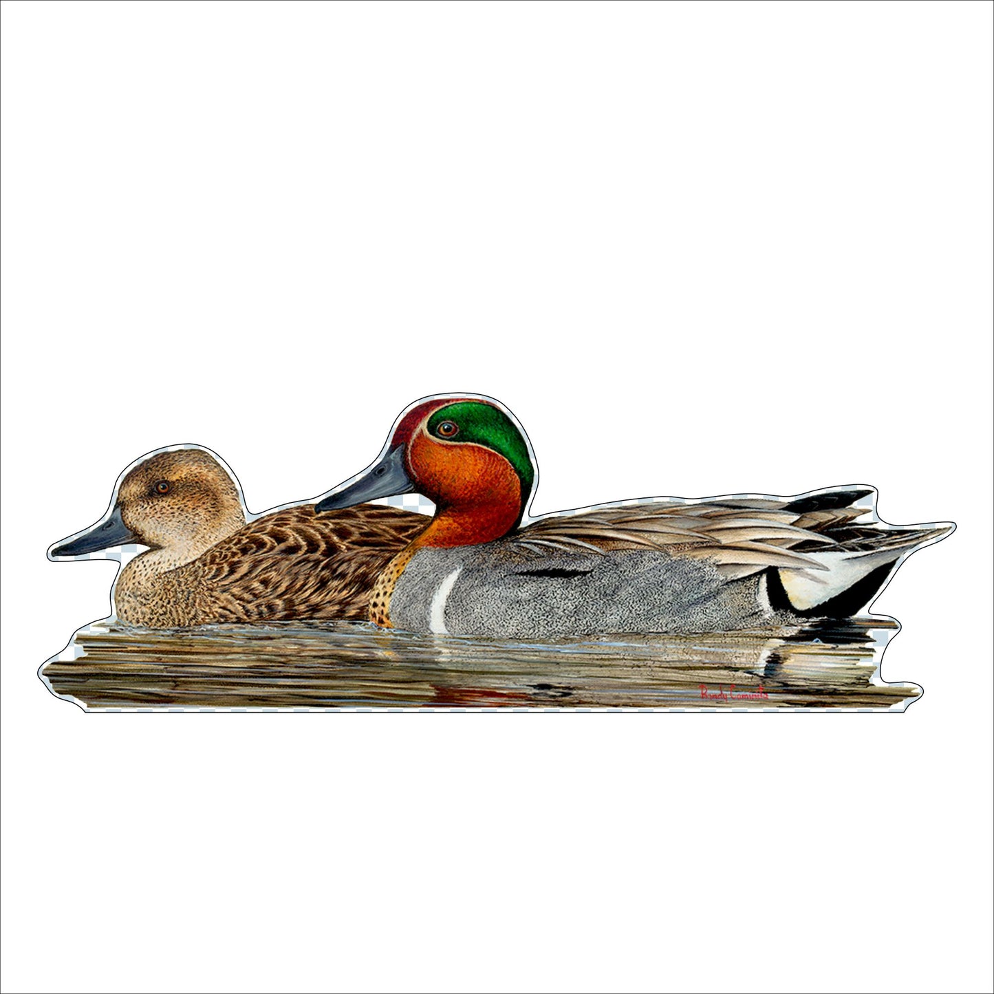 RLC-006 Green Wing Teal Ducks | 0.75in. Acrylic Cutout | Case (any 10+)
