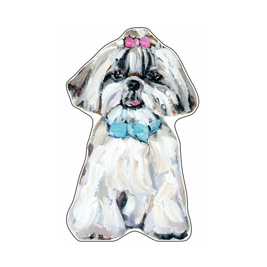Shih Tzu White With Hair Bow | 0.75in. Acrylic Shelfie | Case of 25