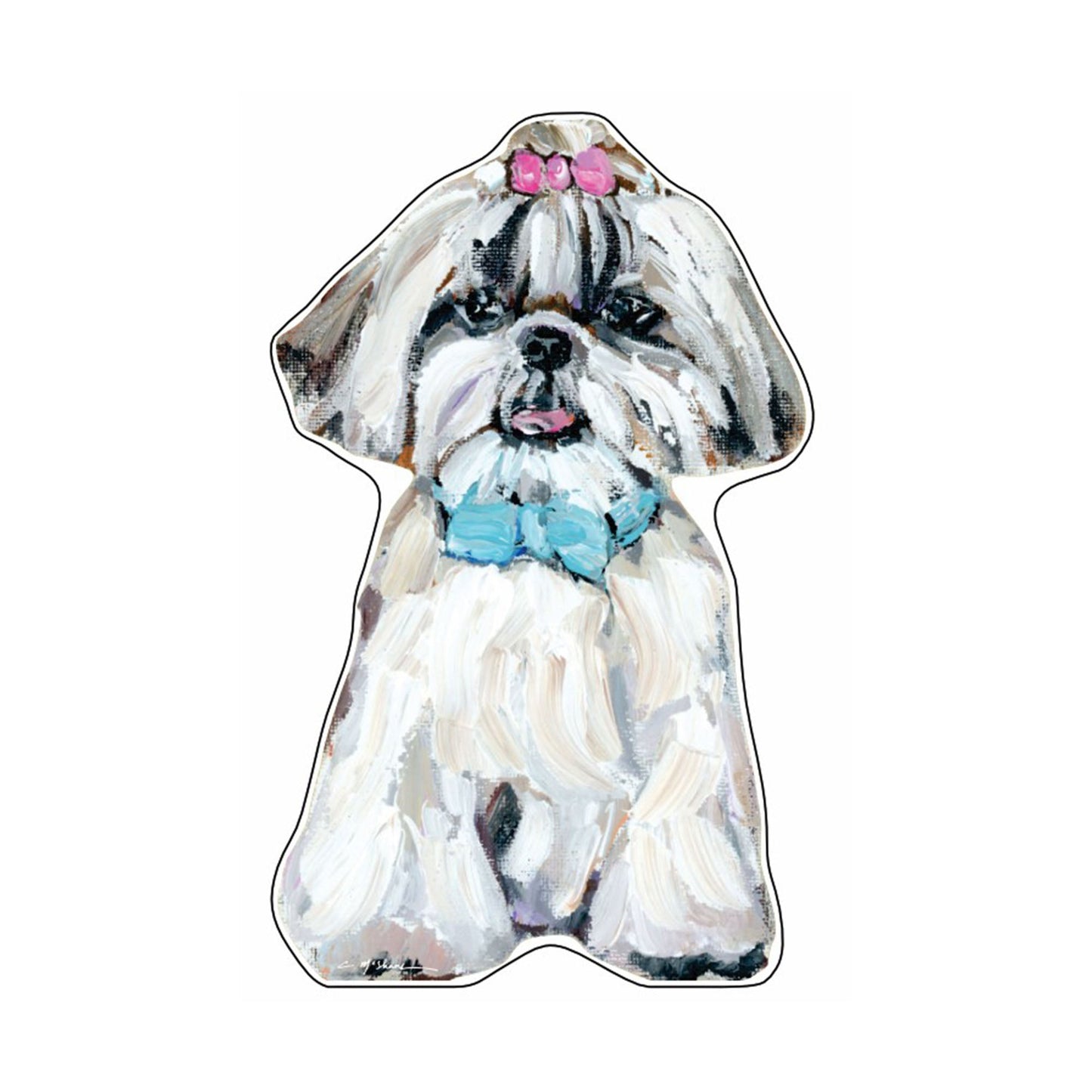 Shih Tzu White With Hair Bow | 0.50in. Acrylic Mini | Case of 25
