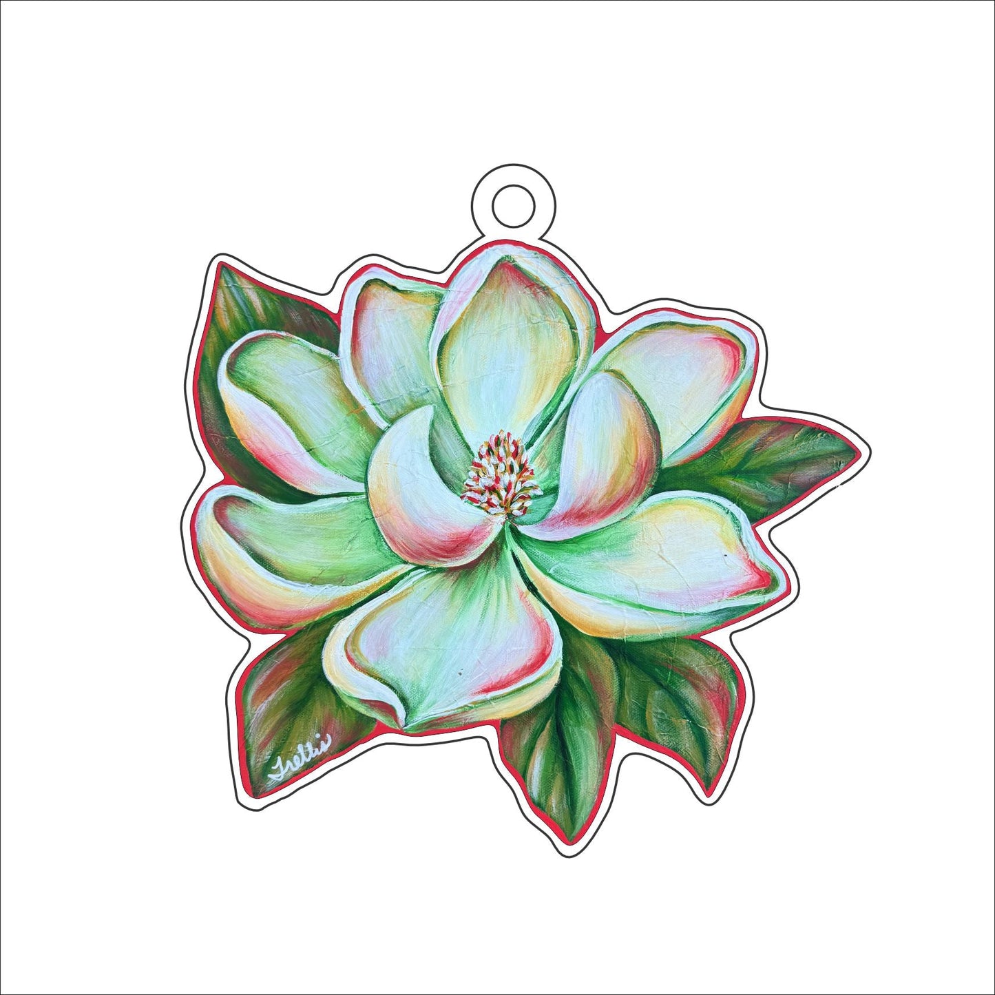 TPA-006 Christmas Magnolia Ornament | 0.25Acrylic Ornament |