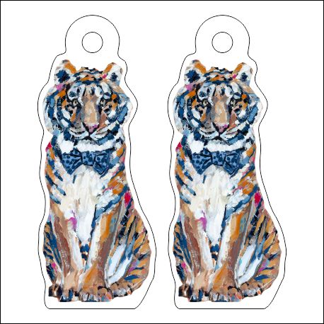 CMS-702-C10 Tiger Blues Bowtie Earring  | 0.125Acrylic Earrings | Set of 10