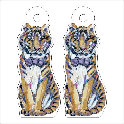 CMS-704-C10 Tiger Purple & Yellow Earring  | 0.125Acrylic Earrings | Set of 10