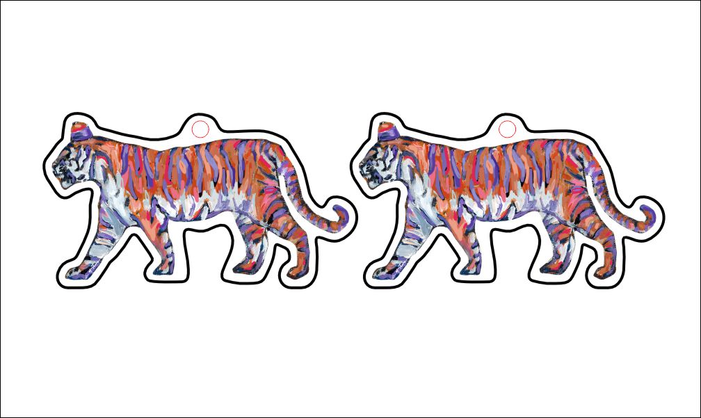 CMS-543-C10 Tiger Purple and Orange Earring | 0.125Acrylic Earrings | Set of 10