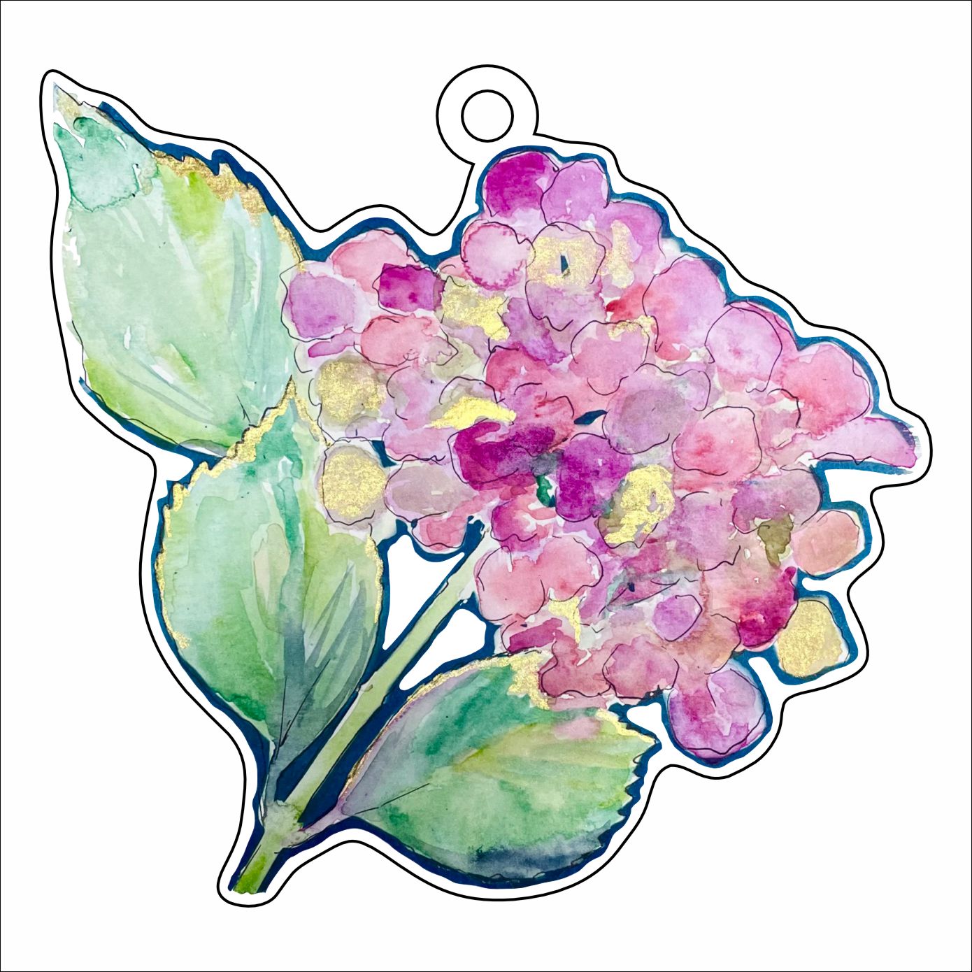 WMA-005 Pink Hydrangea Ornament  | 0.25in. Acrylic Ornament |