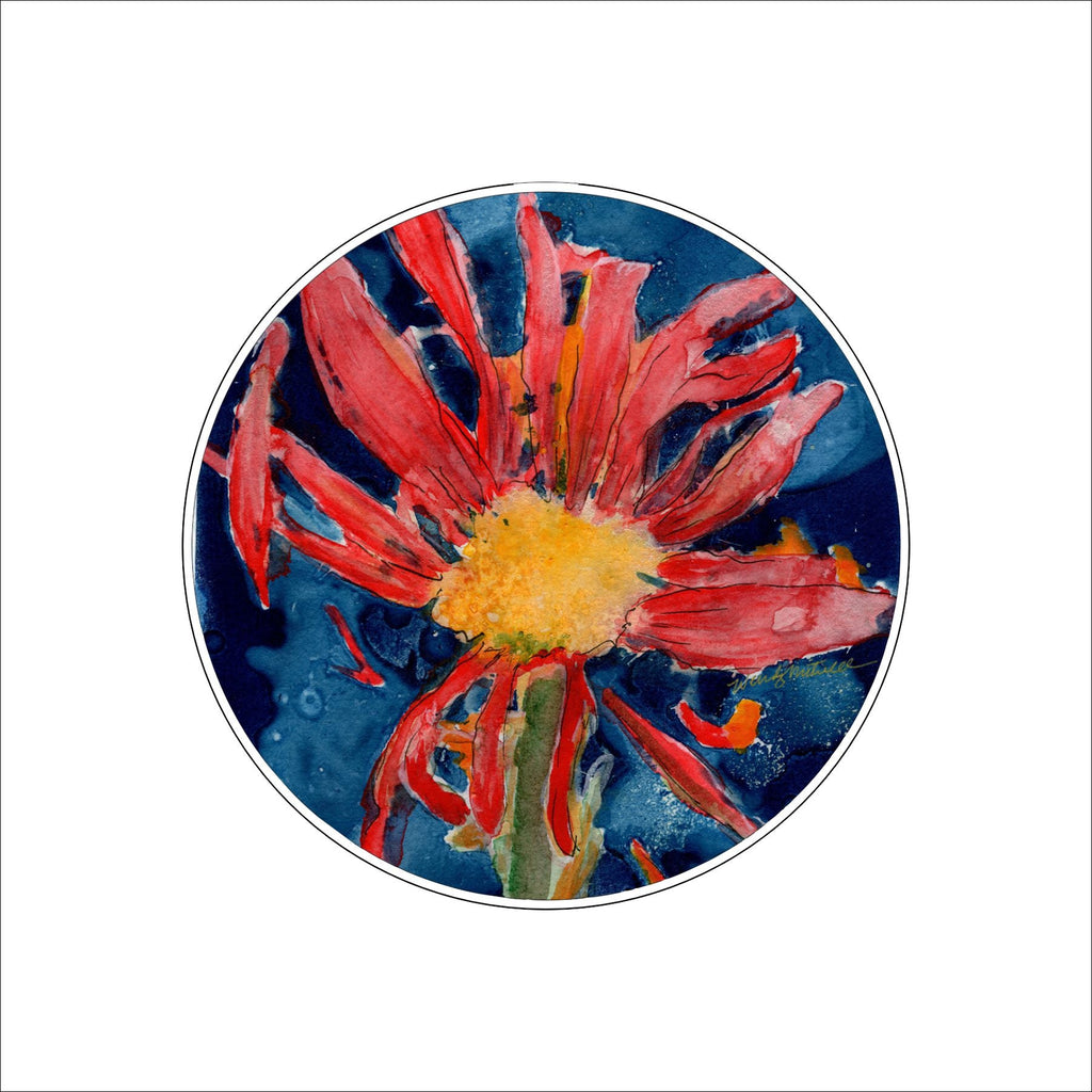 WMA-009 Red Daisy | 0.25in. Acrylic Coaster | Set of 4