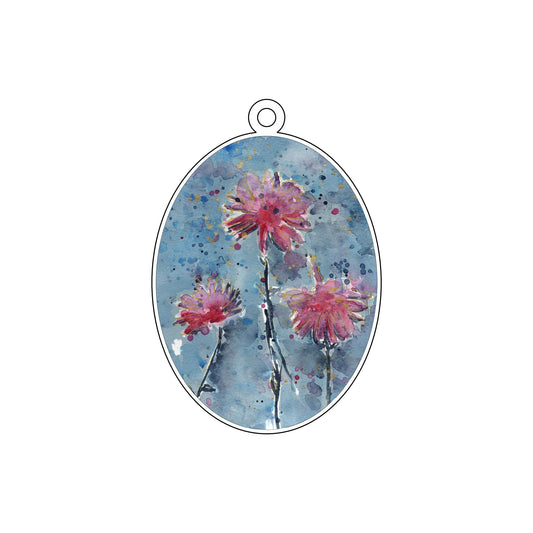 WMA-021 Pink Flowers Ornament | 0.25Acrylic Ornament |