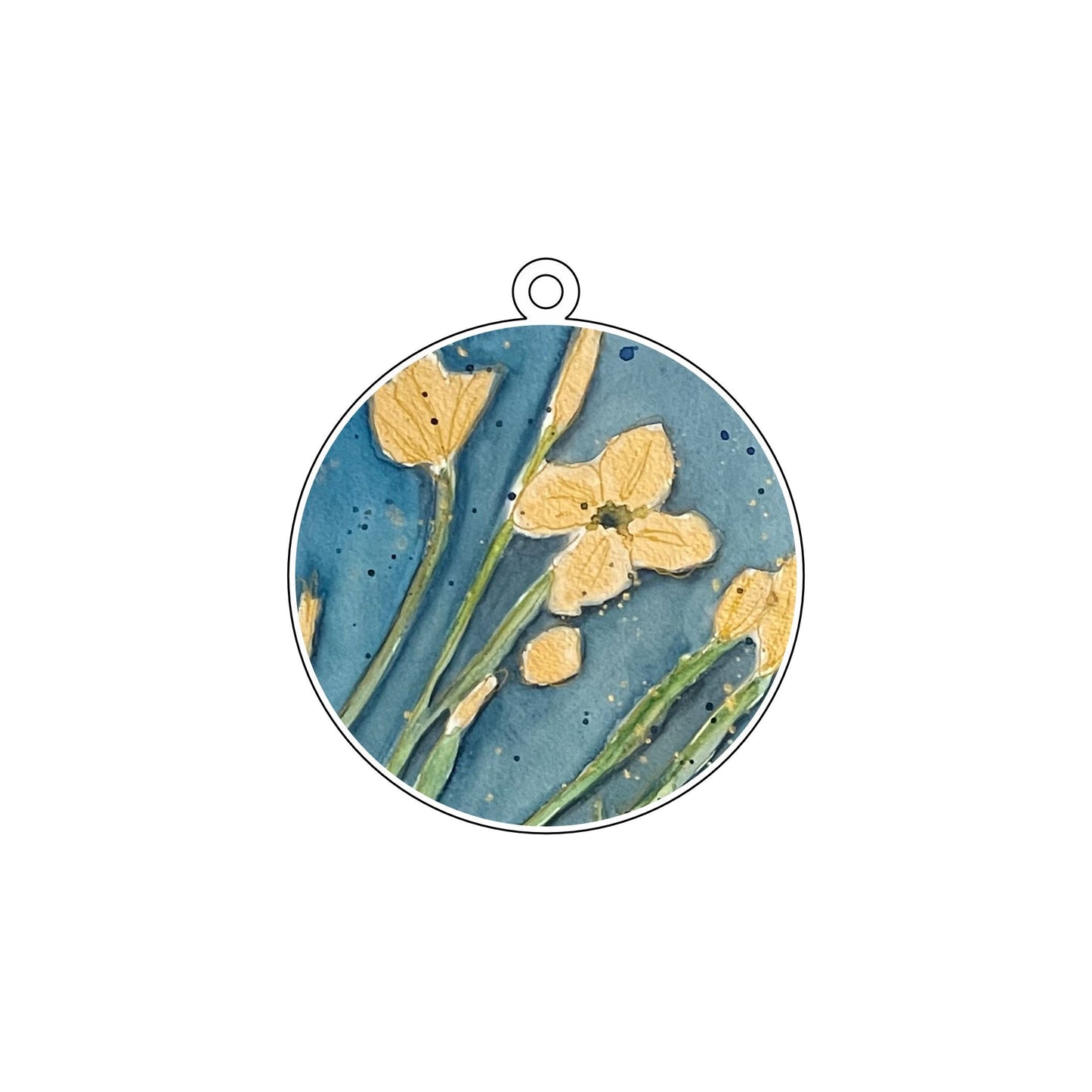 WMA-036 Golden Hawaiian Flowers Ornament | 0.25Acrylic Ornament | Case of 25