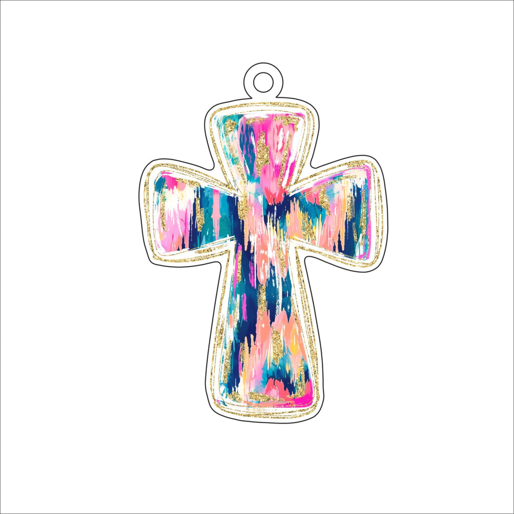 WOTP-003 Ikat Cross Ornament | 0.25Acrylic Ornament |