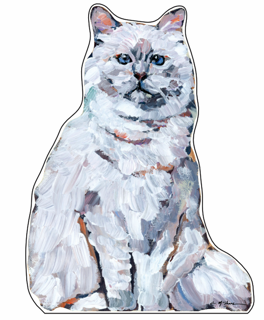 White Long Hair Cat | 0.75in. Acrylic Shelfie | Case of 25