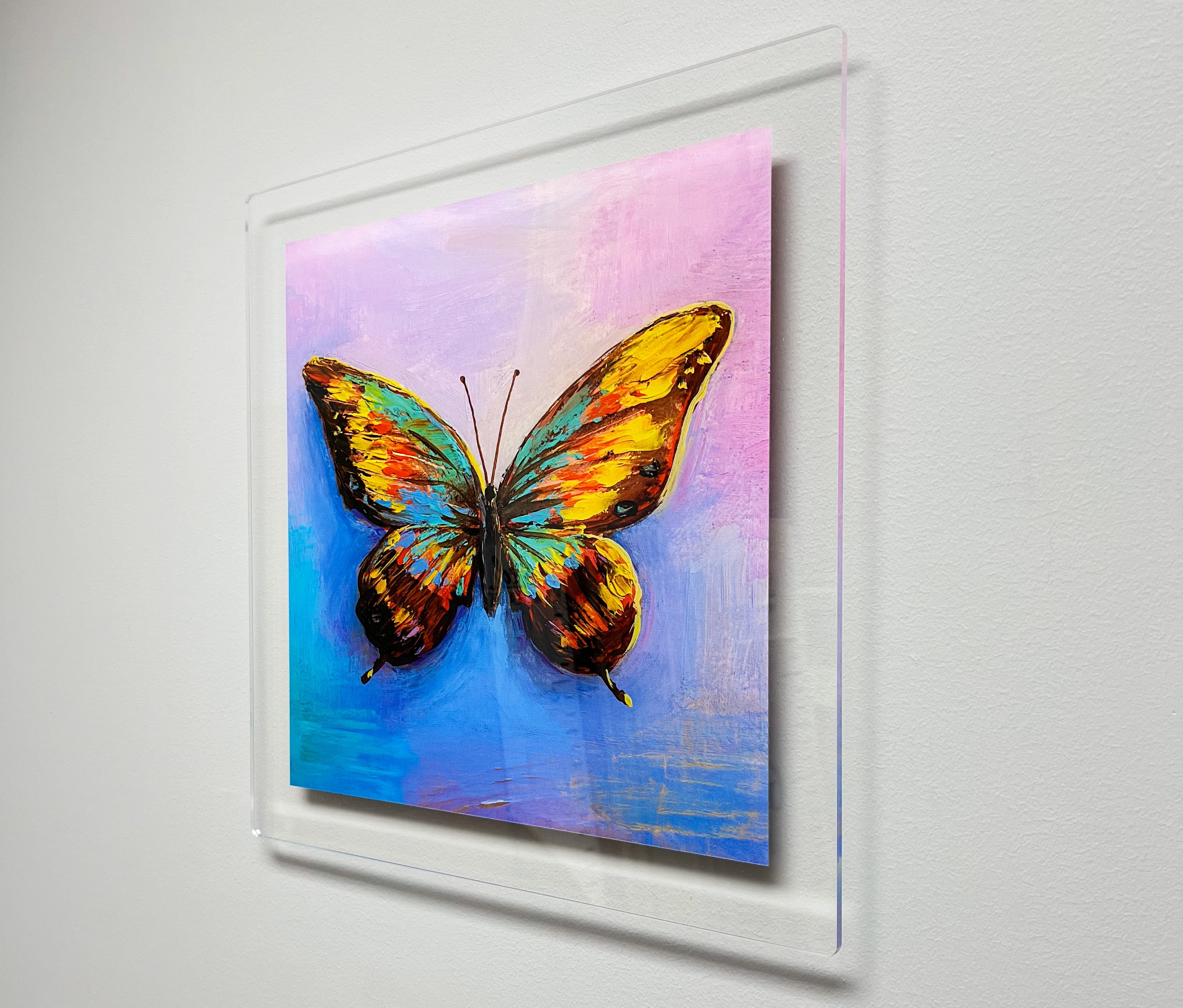 side angle of acrylic giclee butterfly painting. art reproduction