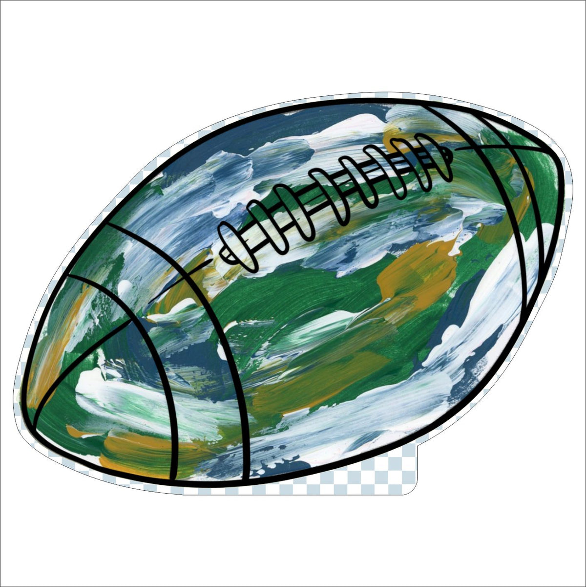 AWA-007 Green & Blue Football | 0.75in. Acrylic Cutout |