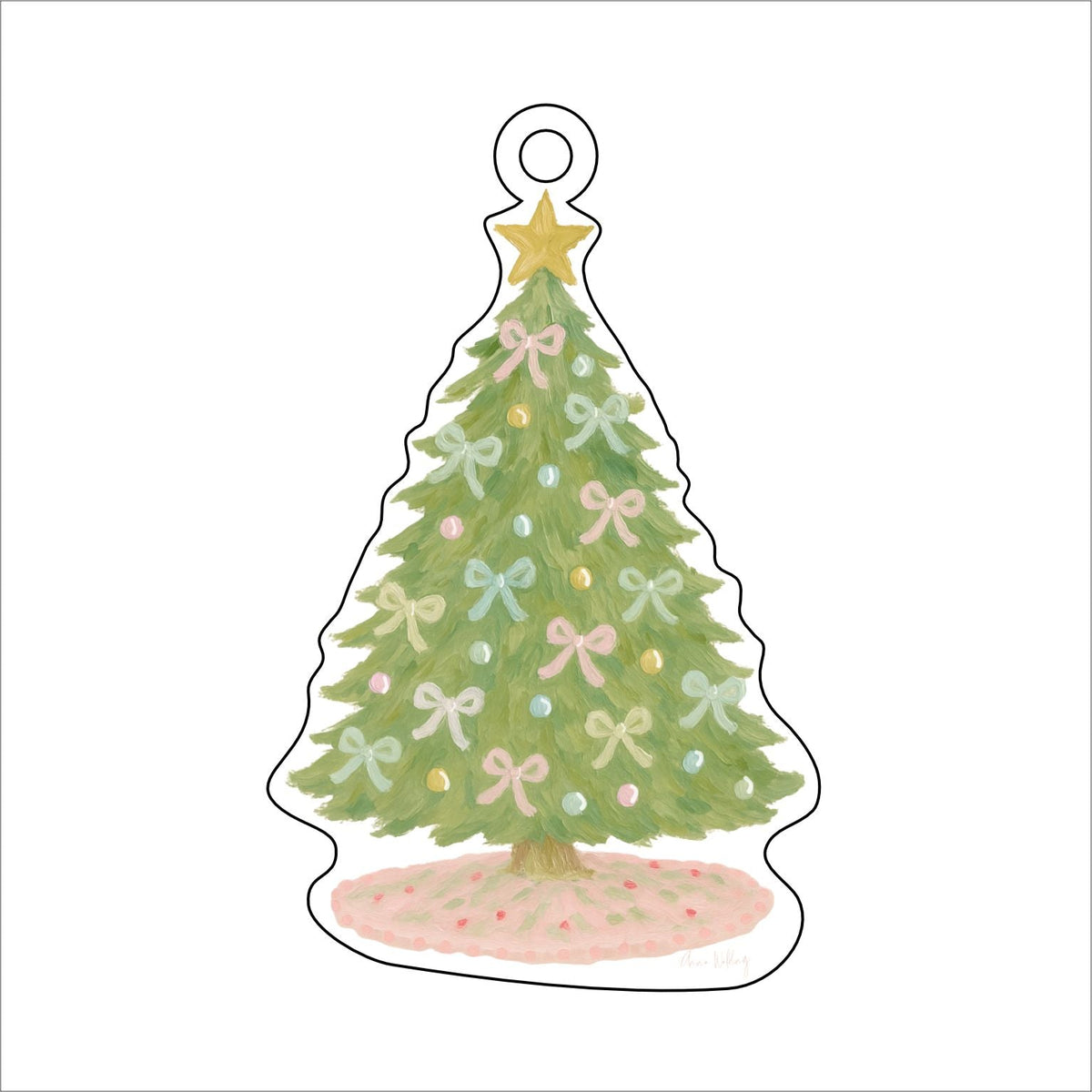 AWA-103 Abstract Bow Tree | 0.25in. Acrylic Ornament |