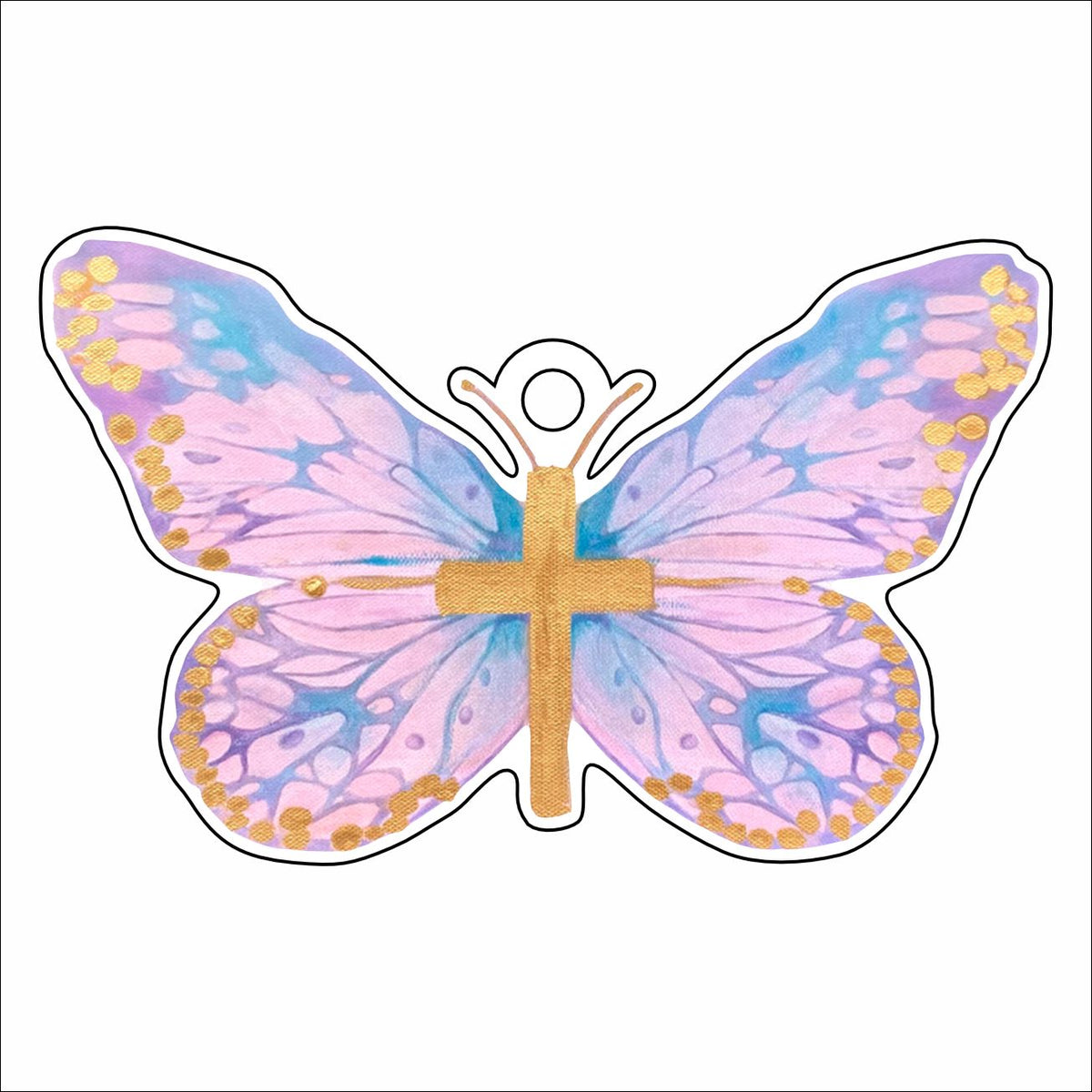 MKD-023 Pink Cross Butterfly | 0.25in. Acrylic Ornament