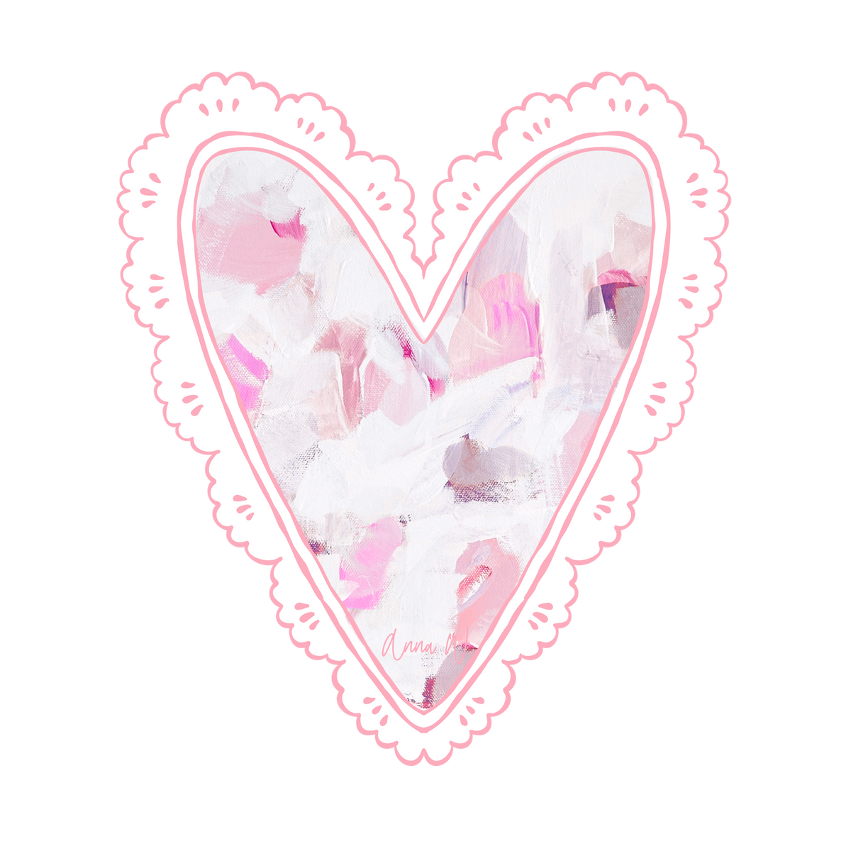 AWA-105 Pink Abstract Lace Heart Mini | 0.50Acrylic Mini |